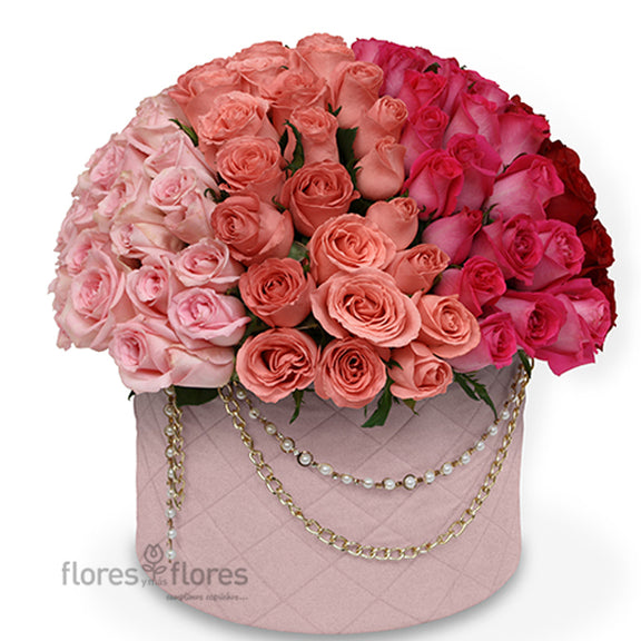 Lujosa Caja de 140 Rosas Premium | CHANEL BIG