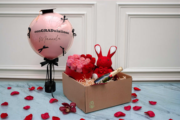 Kit de Regalo con Rosas, Globo y Champagne | Elisabetta II