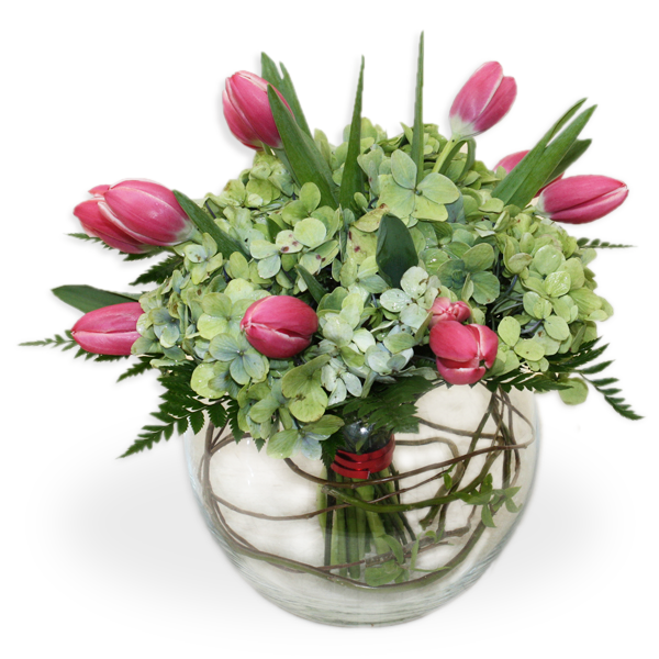 Arreglo Floral Tulipanes y Hortensias