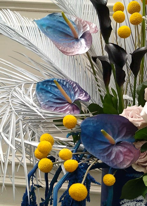 Diseño vanguardista en azul y blanco con acentos botánicos | Eva