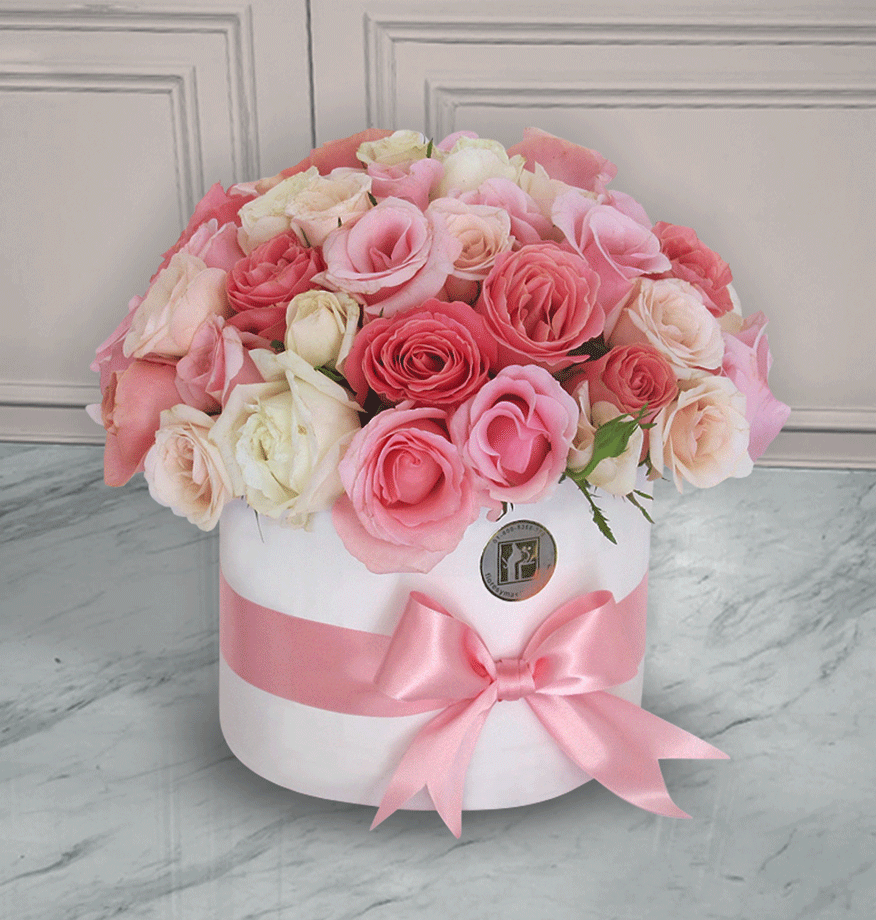 Caja Redonda con Rosas en Tonos Rojos | ILUSIÓN
