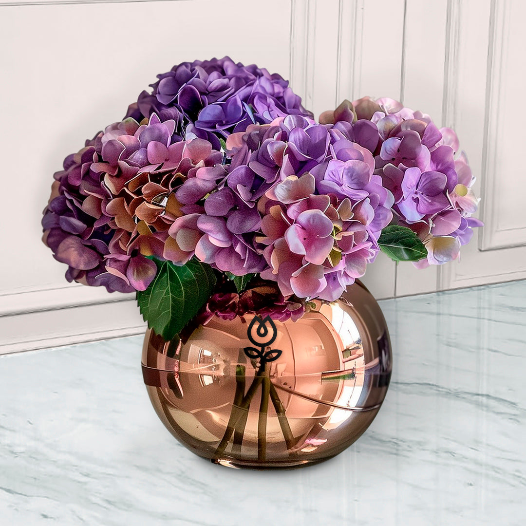 Base Esfera Metálica con Hortensias | ROCÍO