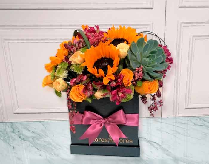 Bouquet de Girasoles con rosas | SUCCULENT