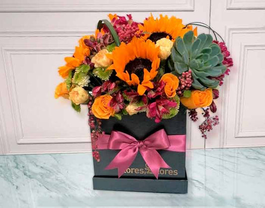 Bouquet de Girasoles con rosas | SUCCULENT